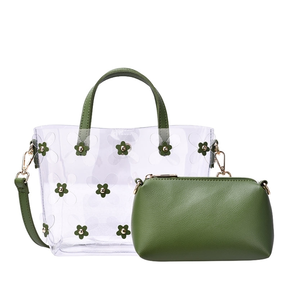 NWT Mellow World Olive Oralie Transparent Crossbody With Companion Pouch